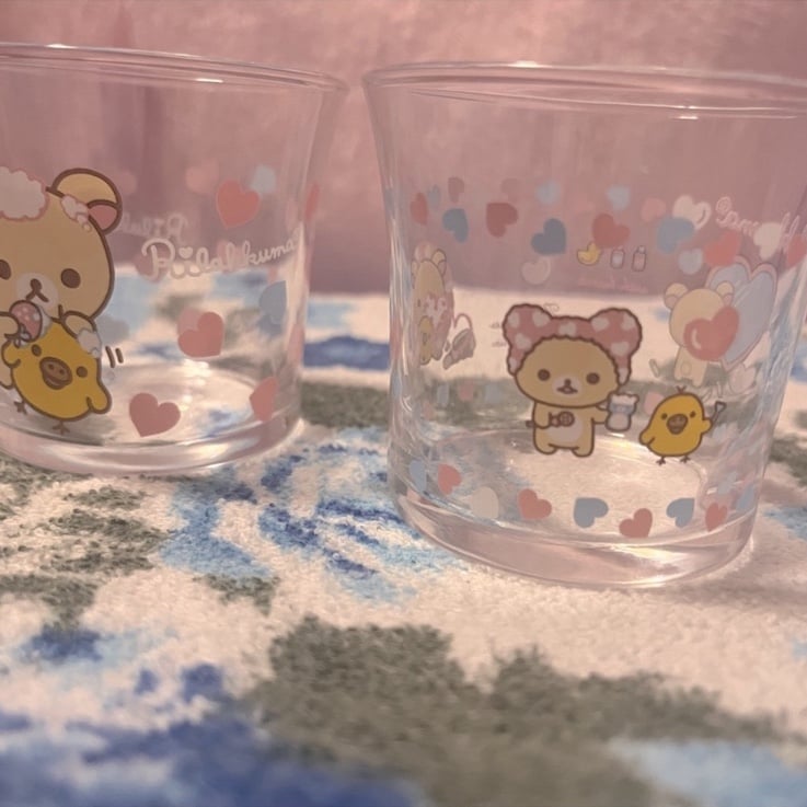 Rilakkuma pair of 2 glass cups