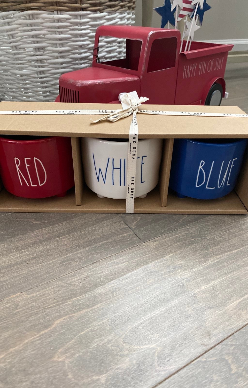 Rae Dunn RED, WHITE & BLUE Planters