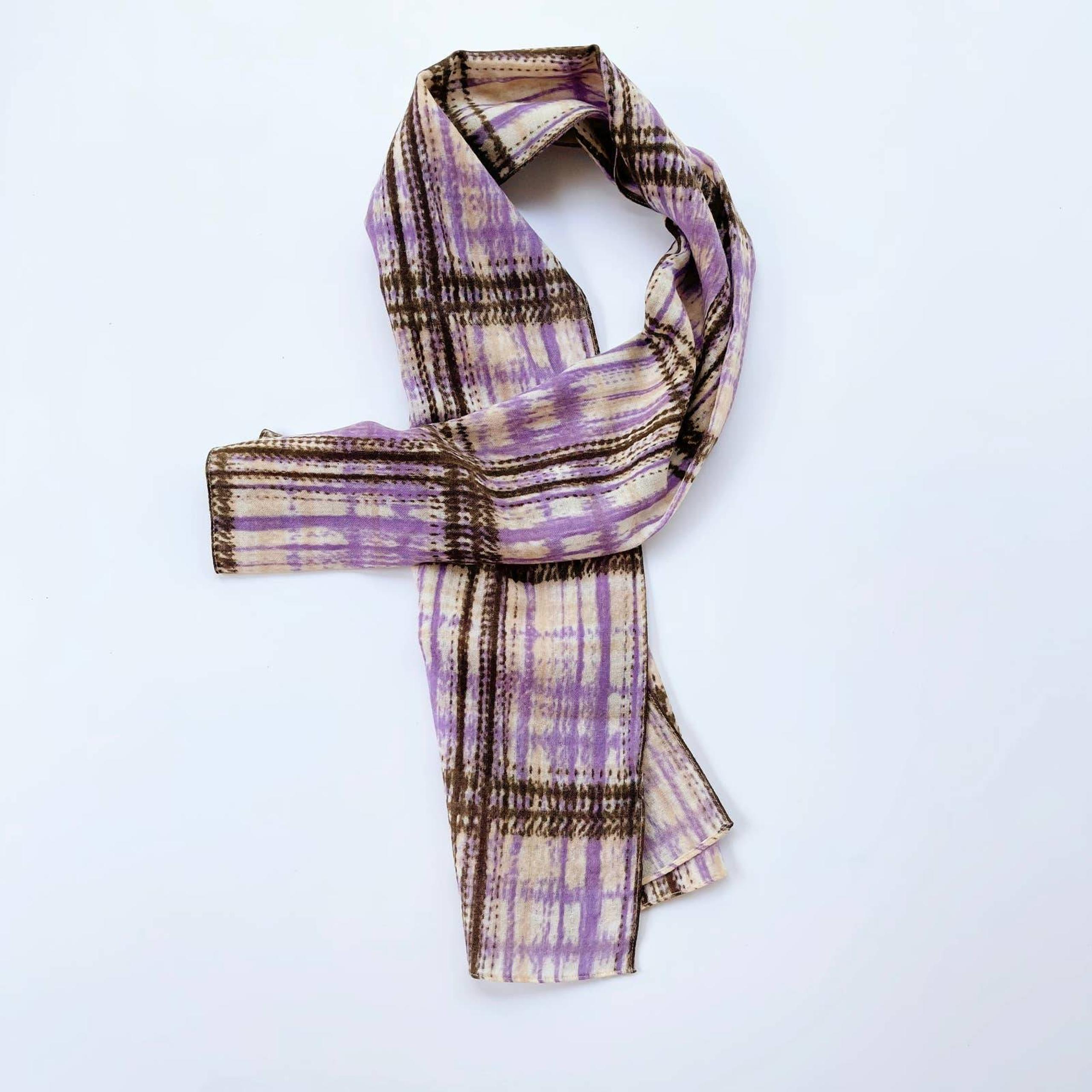 DKNY Wool Purple Abstract Pattern Scarf