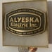 Vintage 1984 Metal Belt Buckle, Brass, Alyeska Electric Inc, Anchorage Alaska