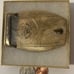 Vintage 1984 Metal Belt Buckle, Brass, Alyeska Electric Inc, Anchorage Alaska
