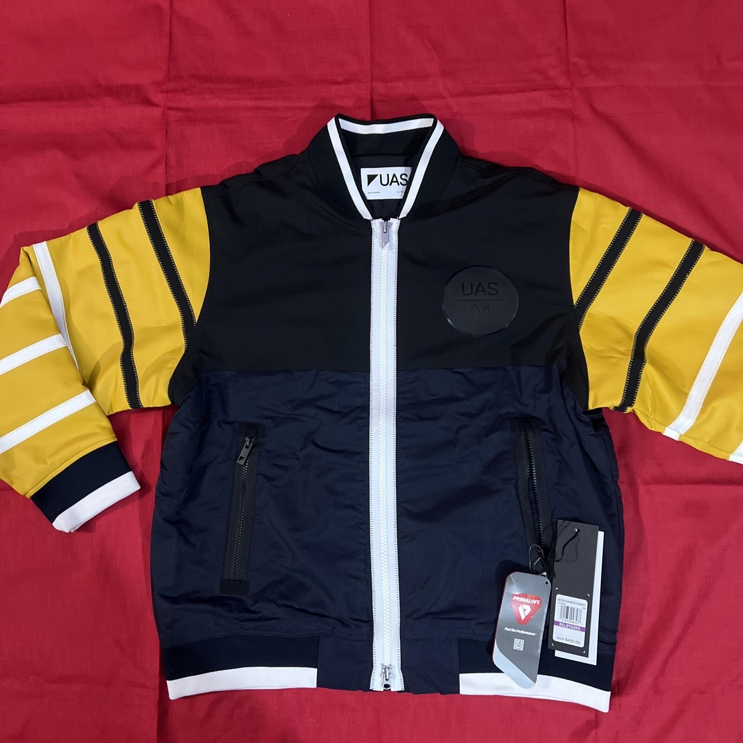 Under Armour UAS Bomber Jacket Leather Yellow Navy Black 2XL XXL