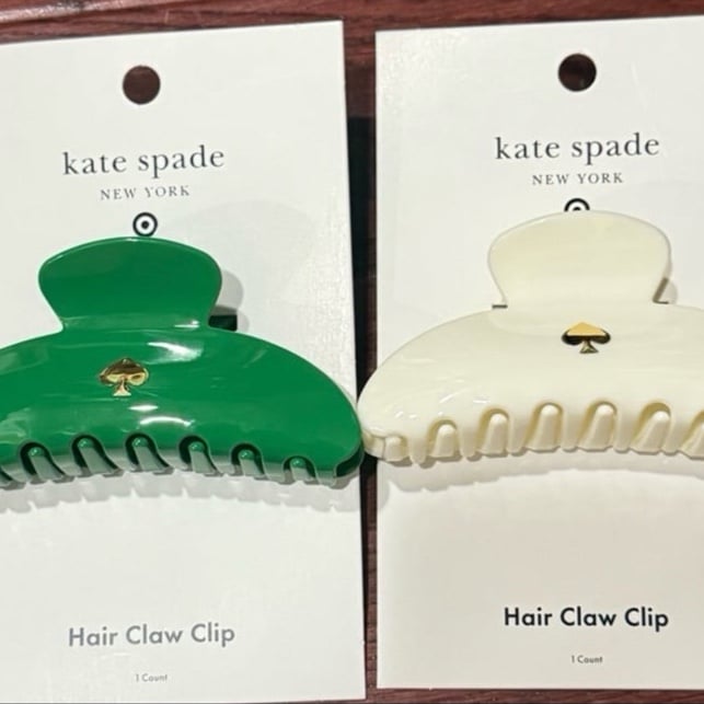 Kate Spade Claw Hair Clip Cream and Green Bundle