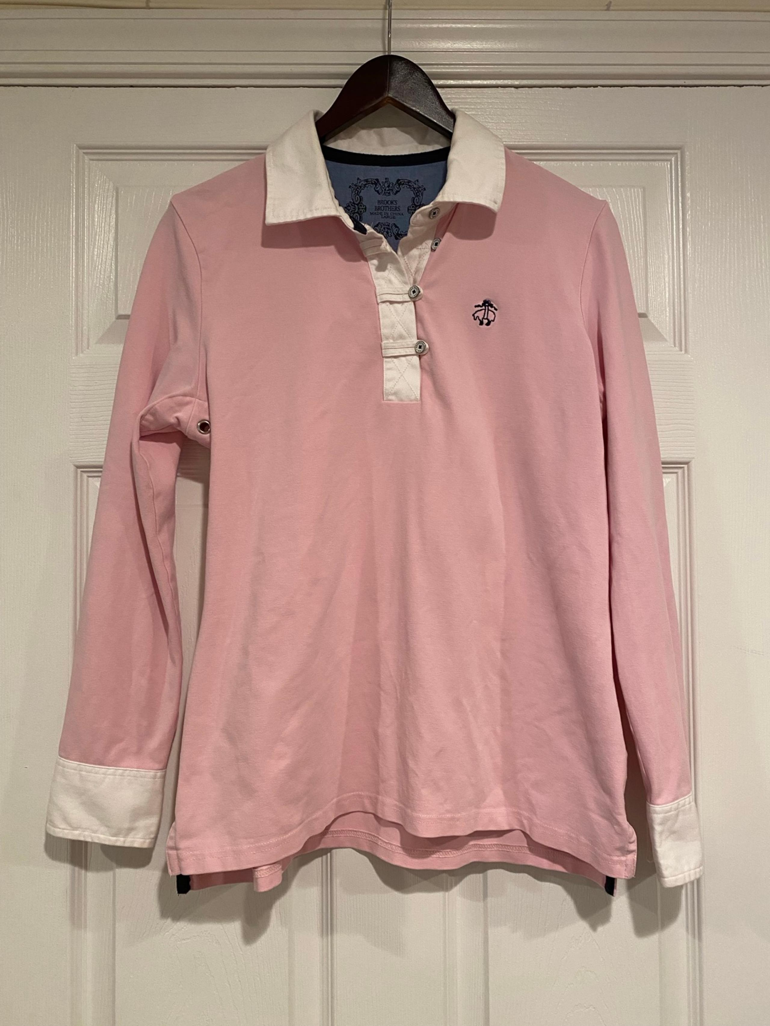 Brooks Brothers Pink and White Long Sleeve Shirt - Size L
