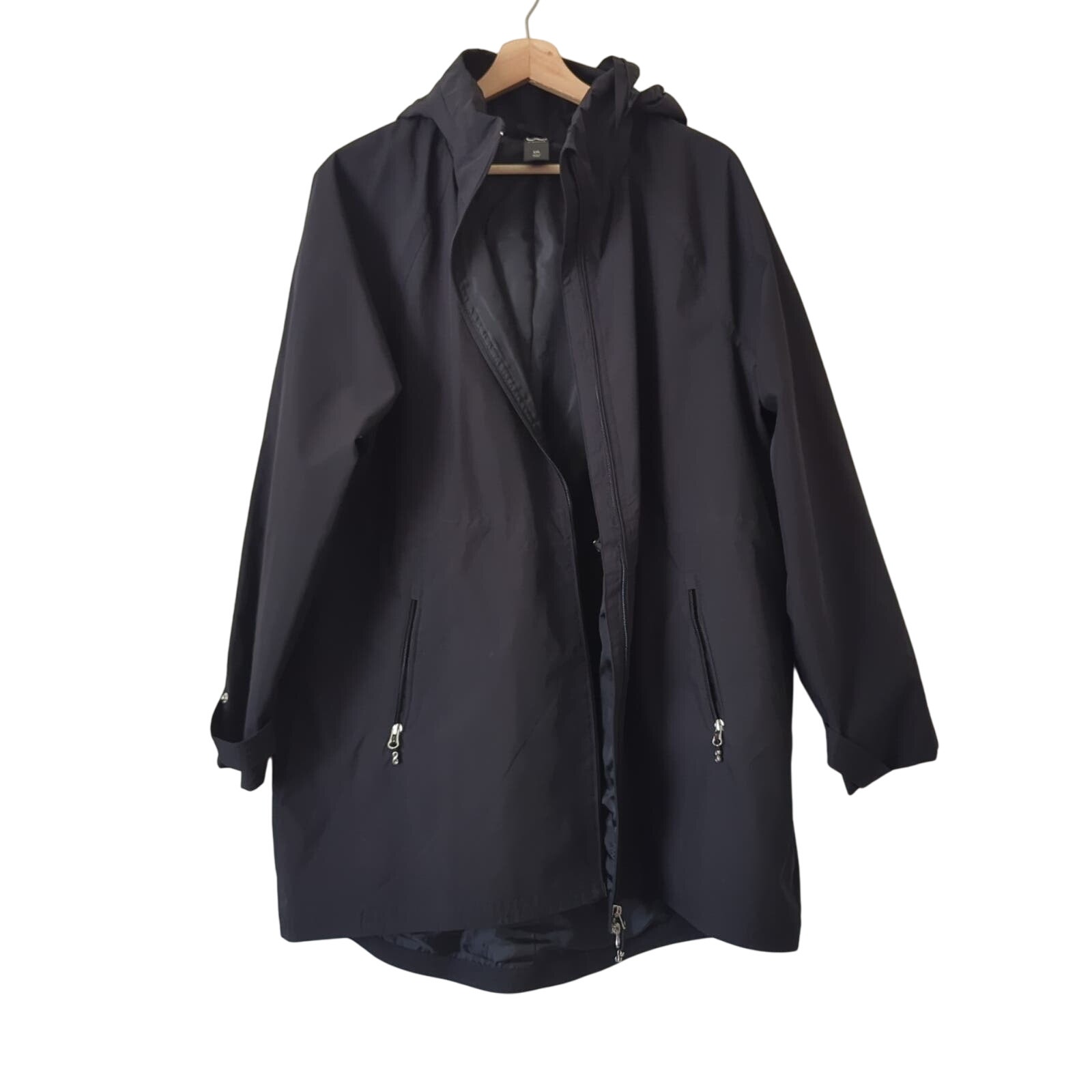 Be Boundless Jacket Womens XXL Fishtail Anorak Black Wind Rain Lagenlook 80