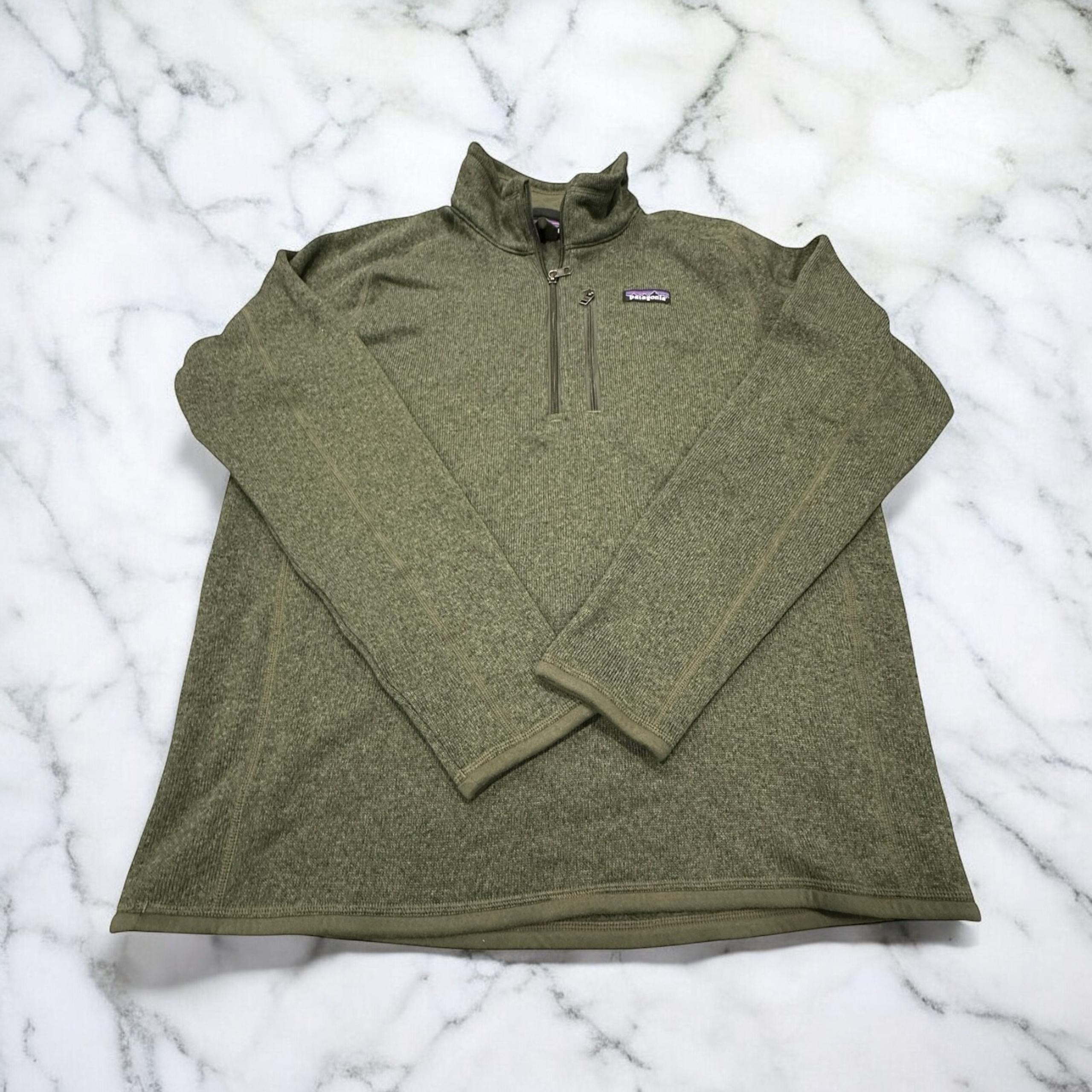 Patagonia Better Sweater Men's Large 1/4 Zip Pullover Green Fleece Pocket