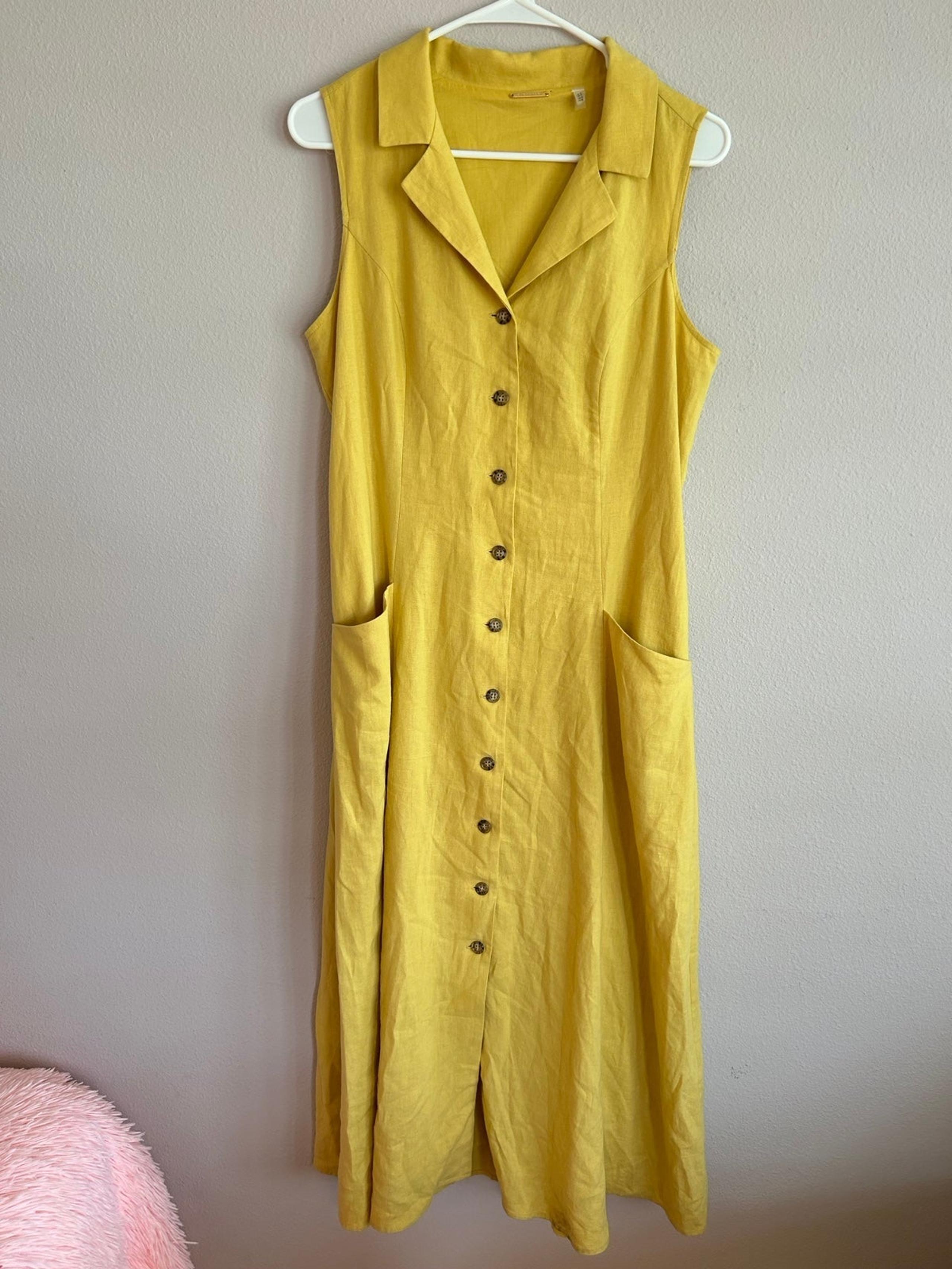 Elie Tahari Linen Dress Yellow Size 8