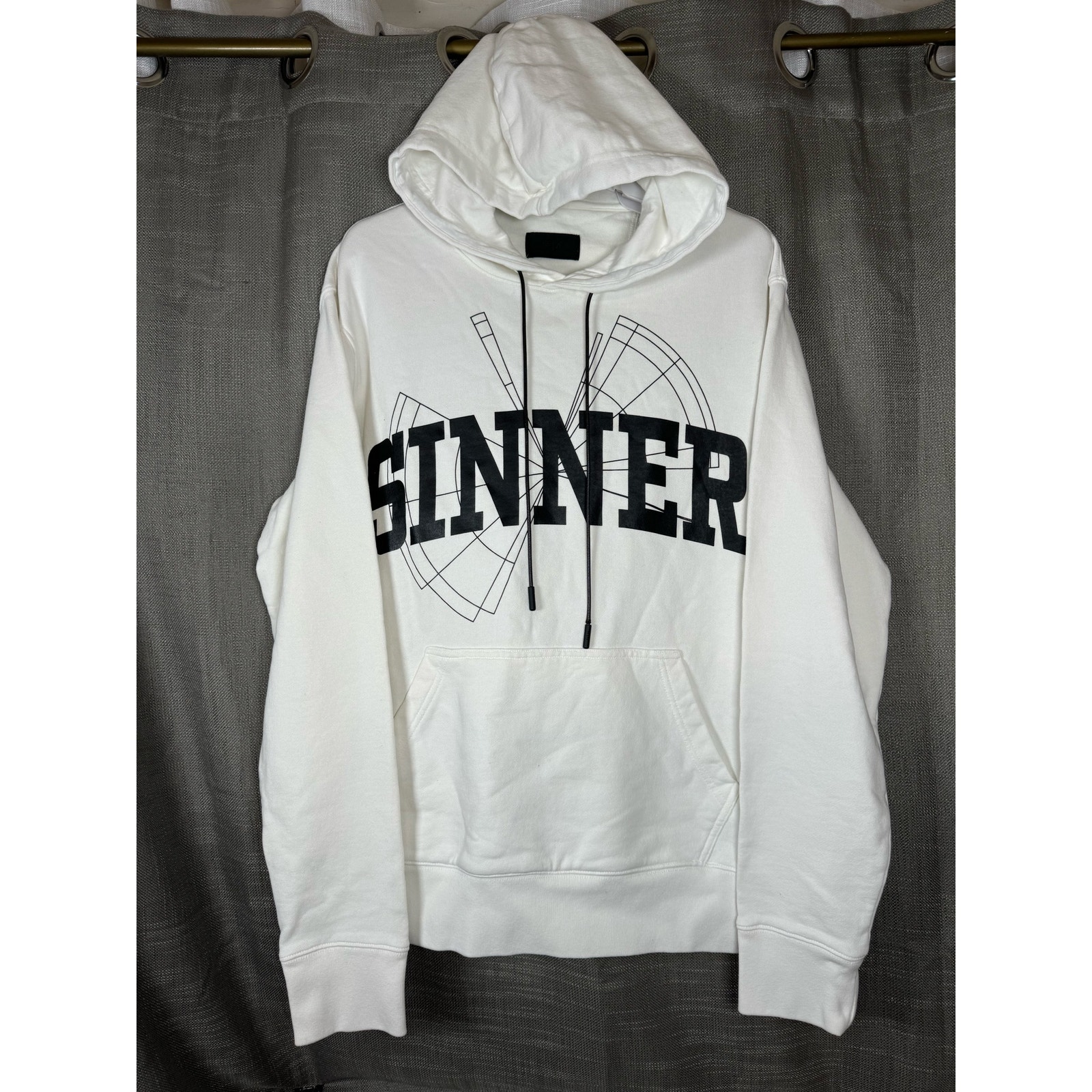 RtA Black White Sinner Graphic Hoodie Mens Size S Small