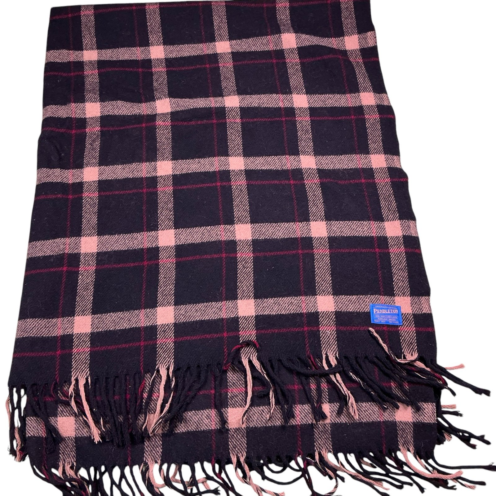 Vintage Pendleton 100% virgin wool plaid throw blanket 52 x 68 made in the USA