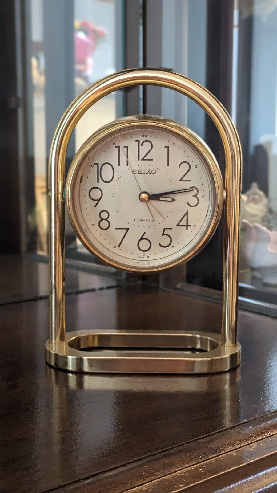 SEIKO Gold Vintage Rotating Alarm Clock Art Deco Mid-Century Modern
