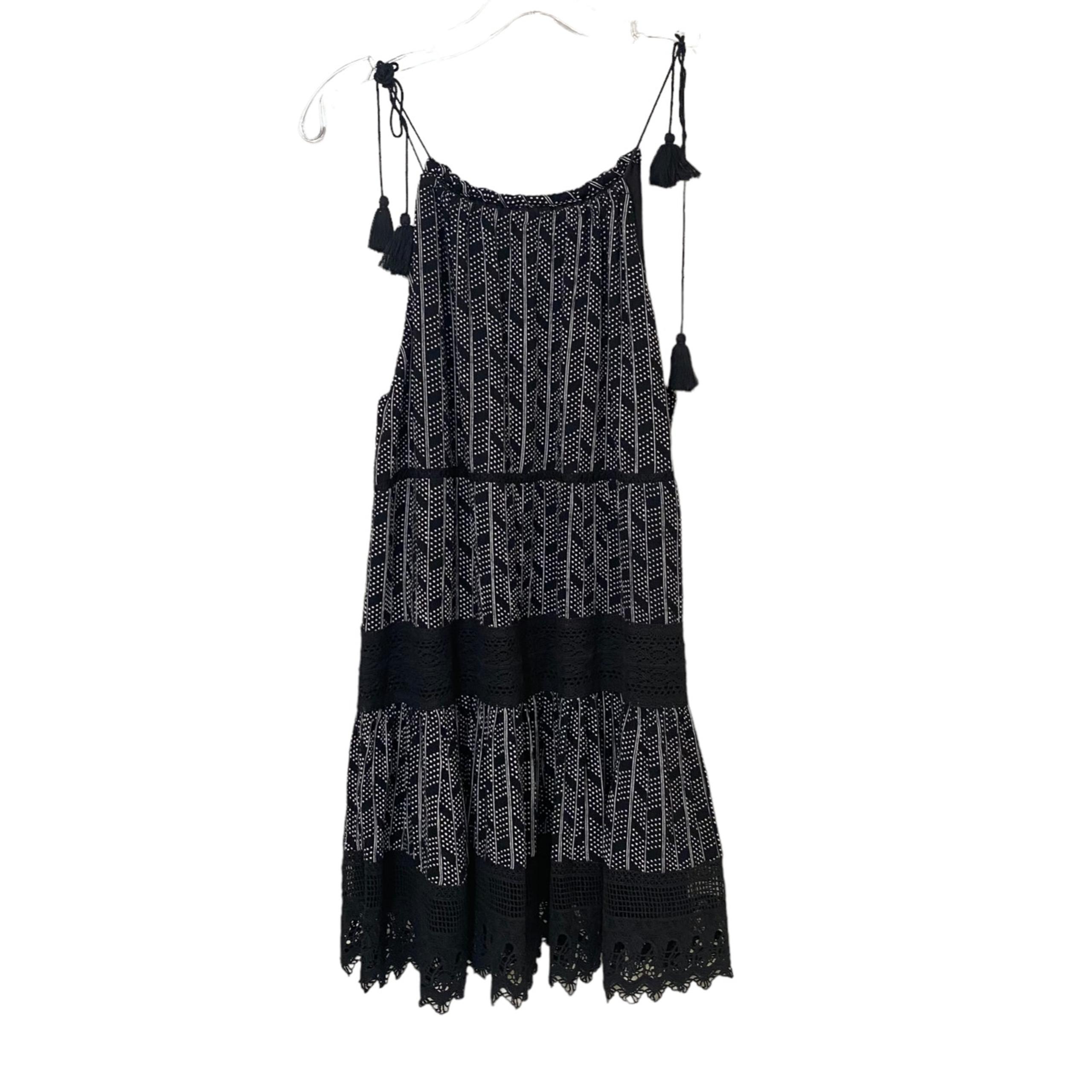 Kimchi Blue Dress Women's Size Small Black La Palma Crochet Tie Tassel Shift
