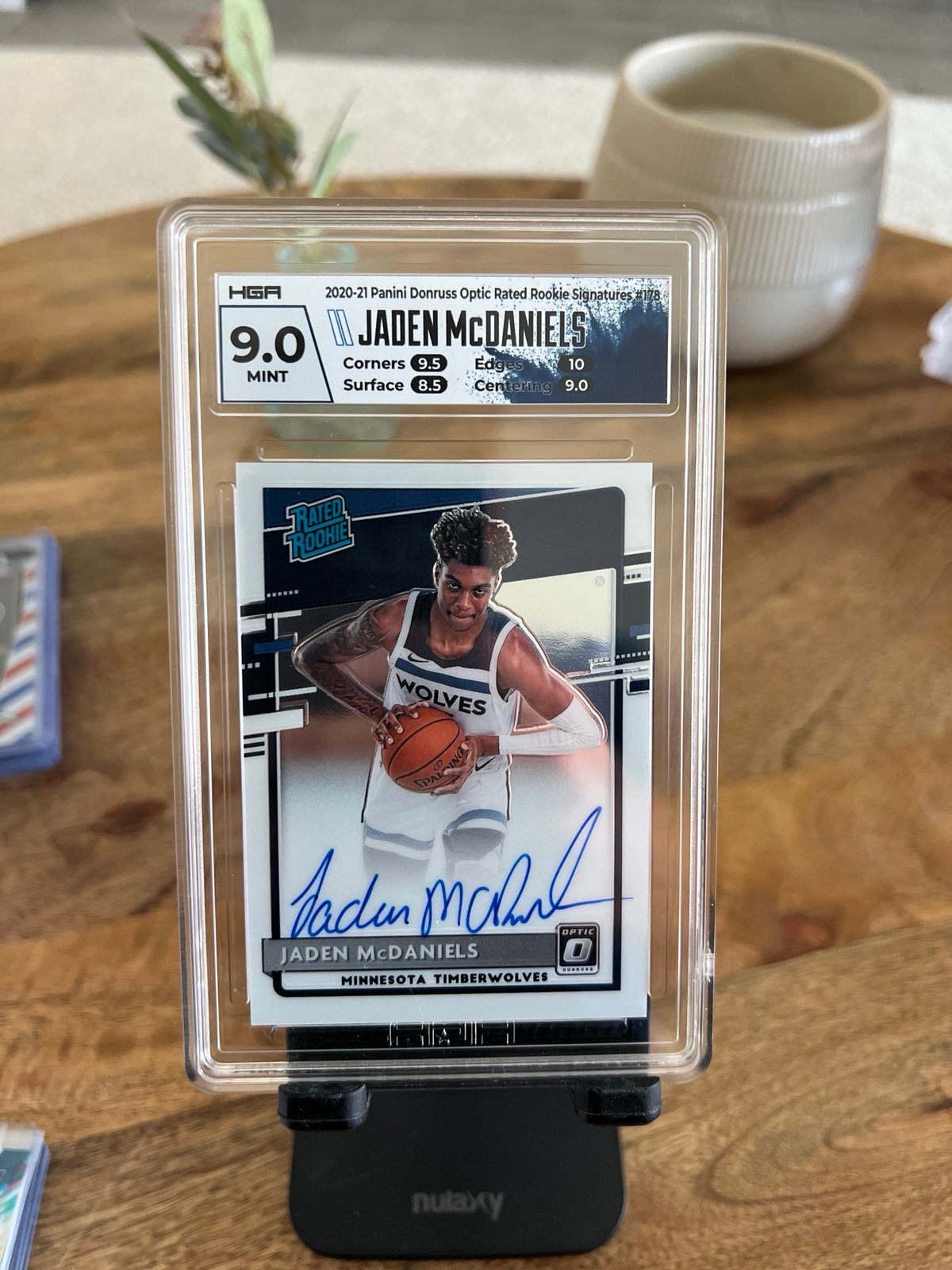 2020-21 Panini Donruss Optic Rated Rookie Signatures Jaden McDaniels #178 HGA 9