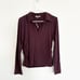 Madewell Polo Top Side Cinch Long Sleeve Collared Blouse Plum Purple Size M