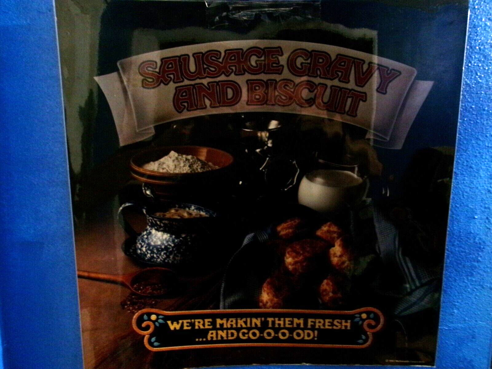 mcdonalds sausage gravy & biscuit translite sign poster 21 3/4 x 21 3/4\