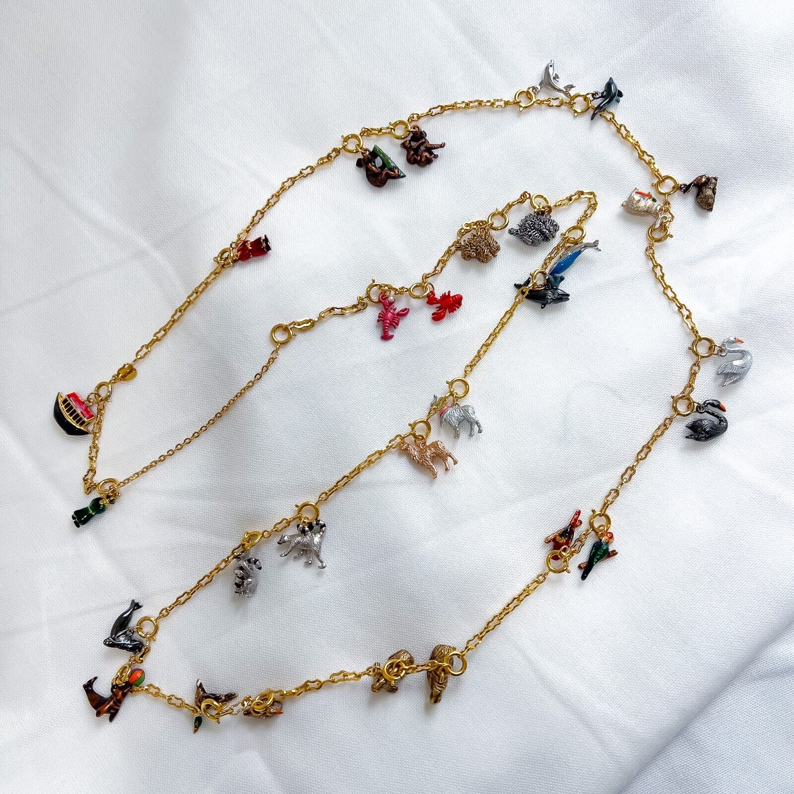 Vintage Joan Rivers Noah's Ark Necklace Incl ARK 29 Total Pendants 66 inches