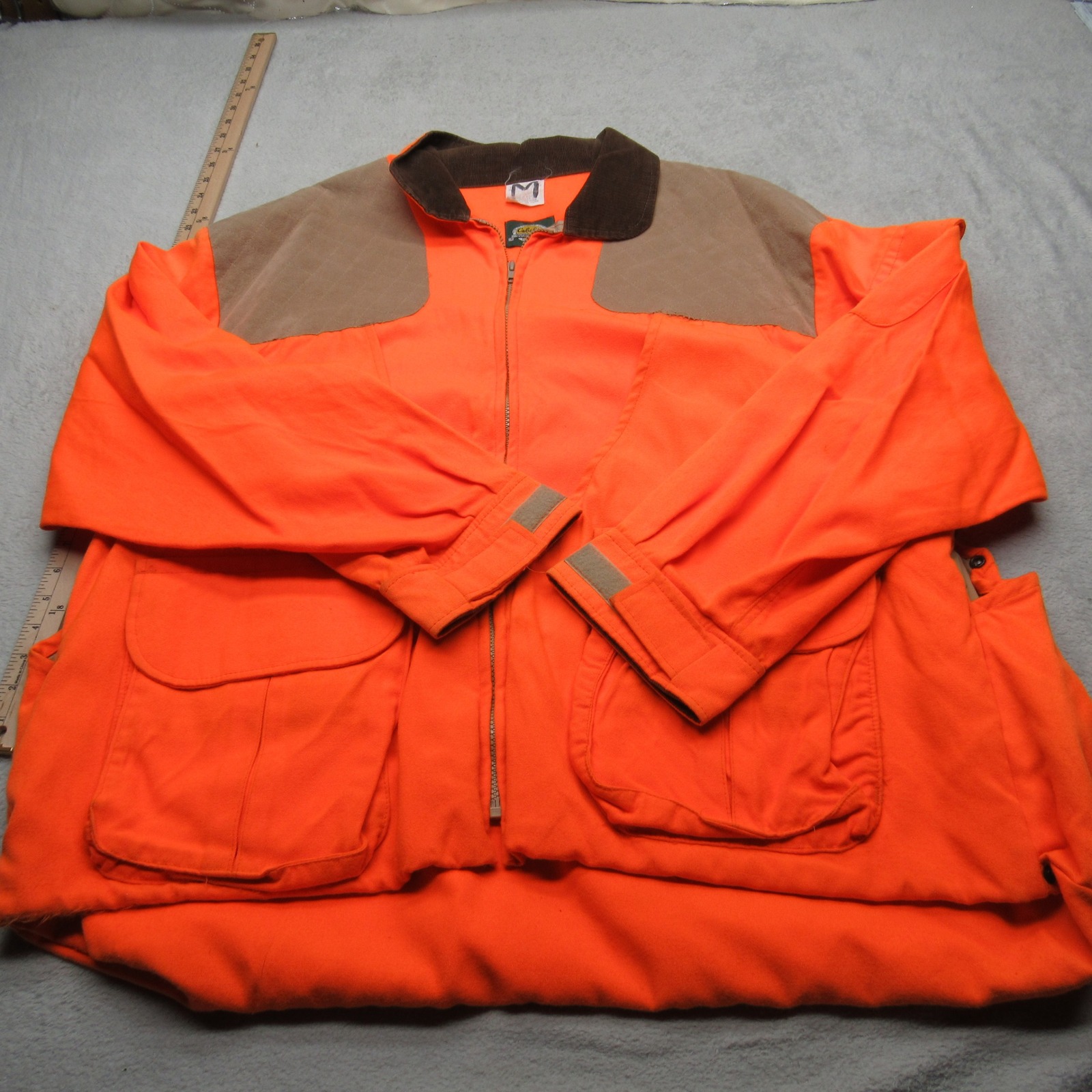 Cabelas Jacket Men XL Orange Corduroy Collar Upland Bird Hunting USA VTG READ