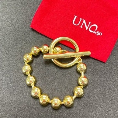 UNO de 50 ON / OFF BRACELET Ethnic Round Beads T-bar Gold Bracelet