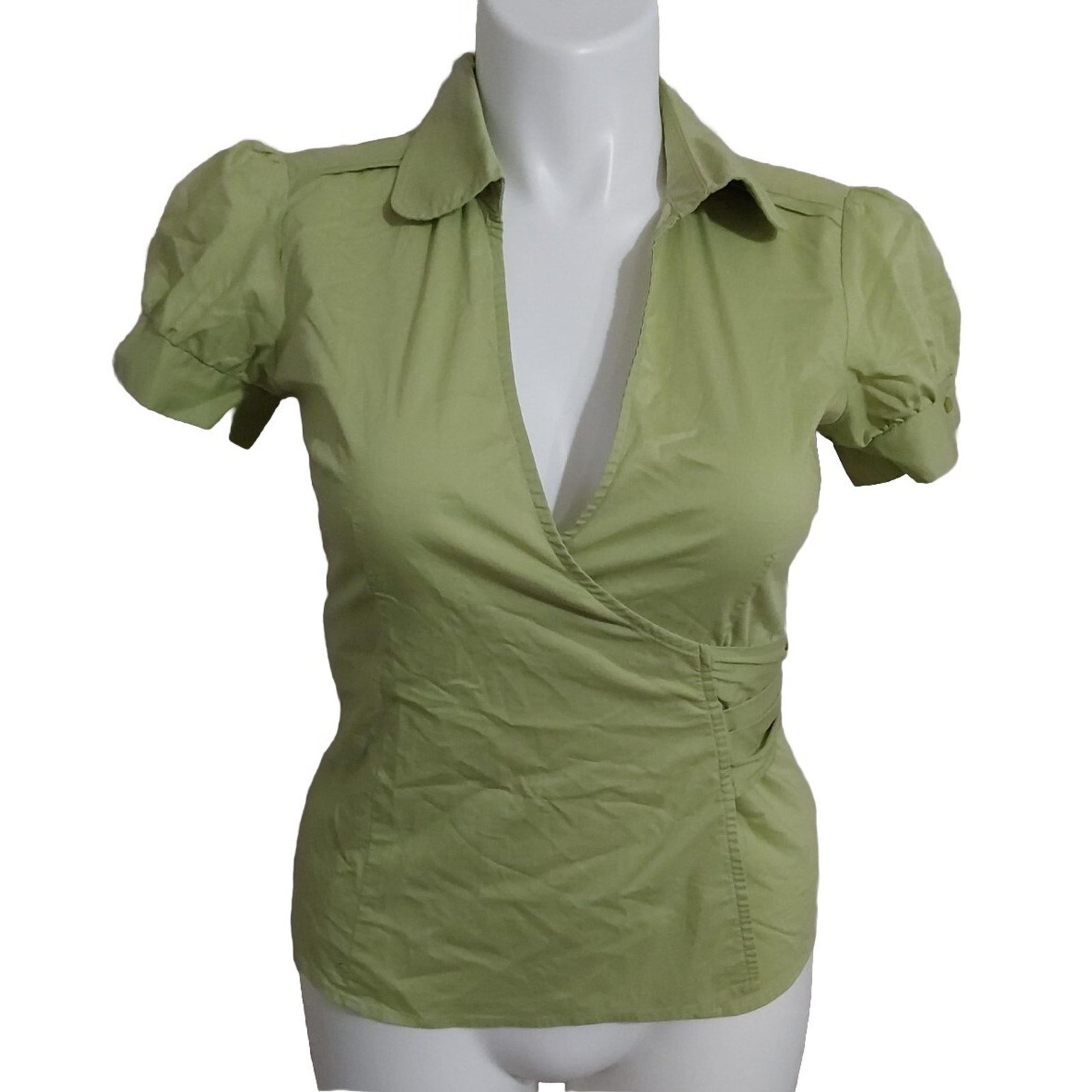 *NWT* Womens Worthington Stretch Size 8 Green Wrap Blouse #41y31