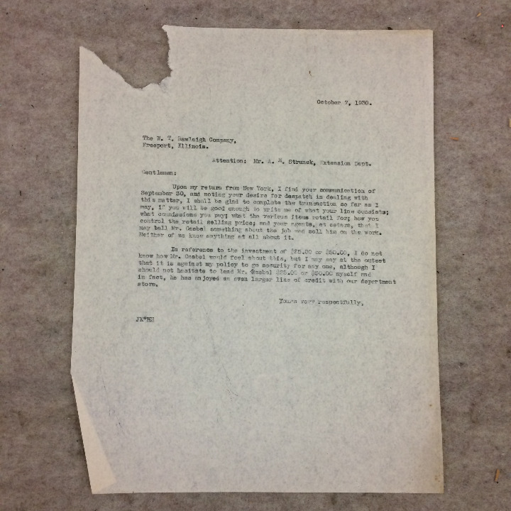 Vtg Letter WT Rawleigh Company Freeport IL 1930 Quincy Kespohl Strunck