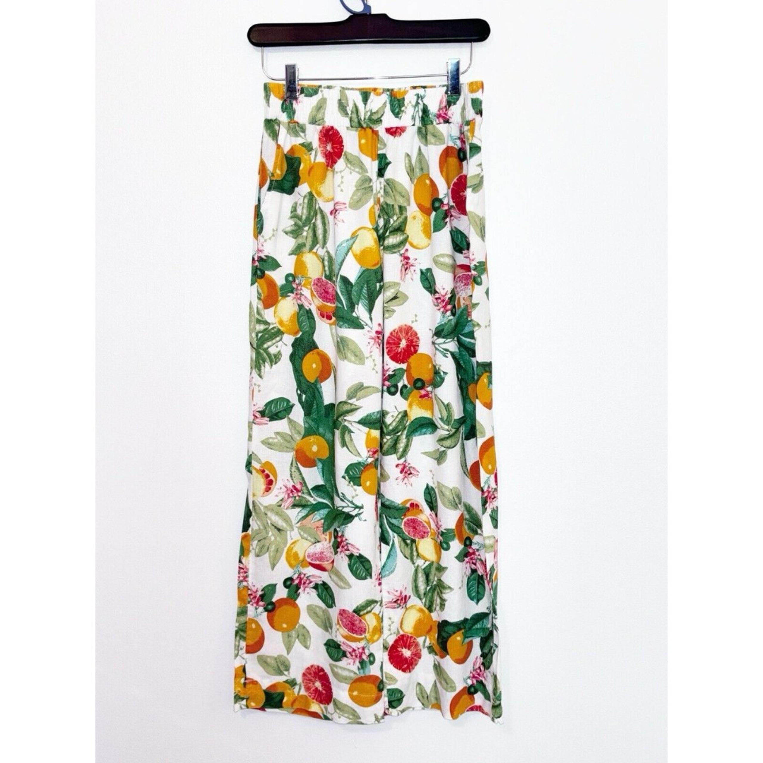 Cynthia Rowley Citrus Cropped Linen Blend Pants Size Small
