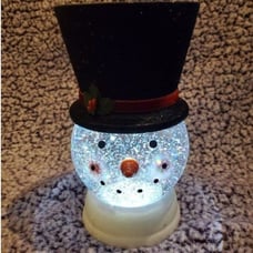 Bath & Body Works Glitter Light Up Snowman Globe 3-Wick Candle Holder