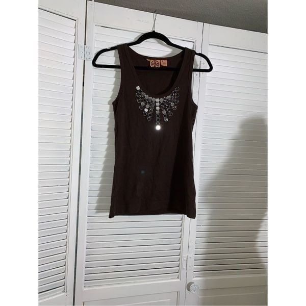 Tory Burch Mirror Tank Top Brown Medium