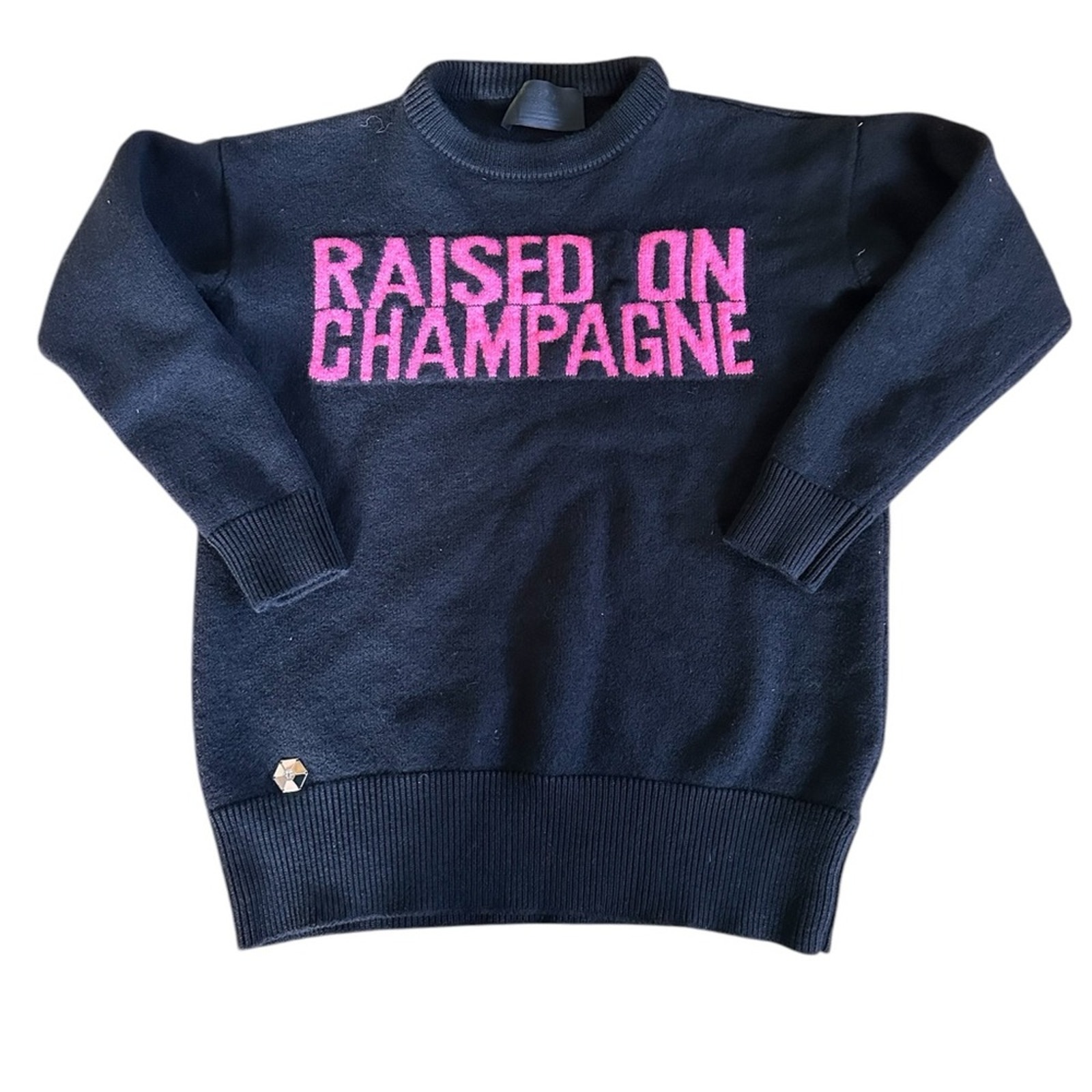 Philipp Plein Couture Raised on Champagne Wool Sweater – Black/Pink – Size S