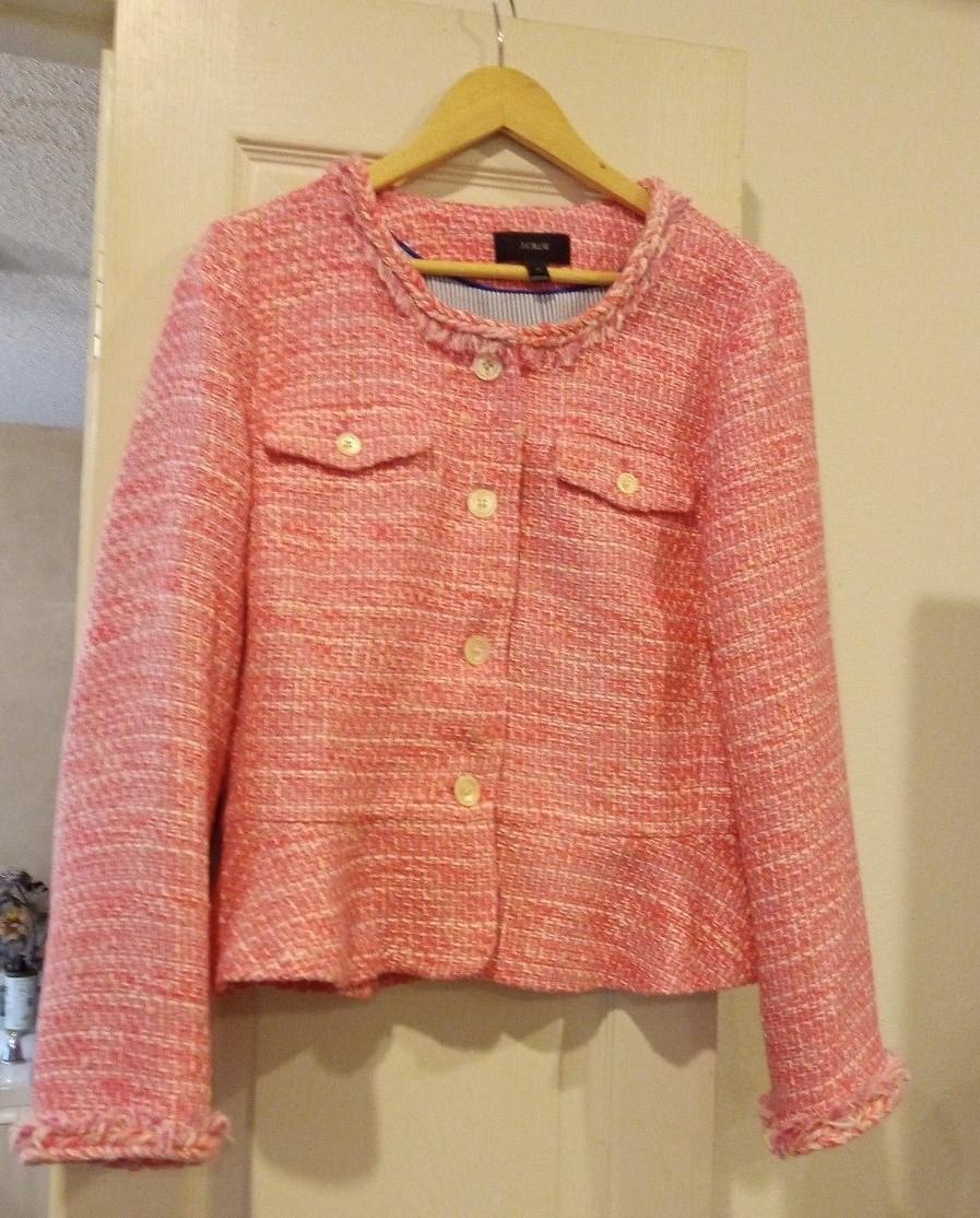 Chanel Style Tweed Button Down Jacket.