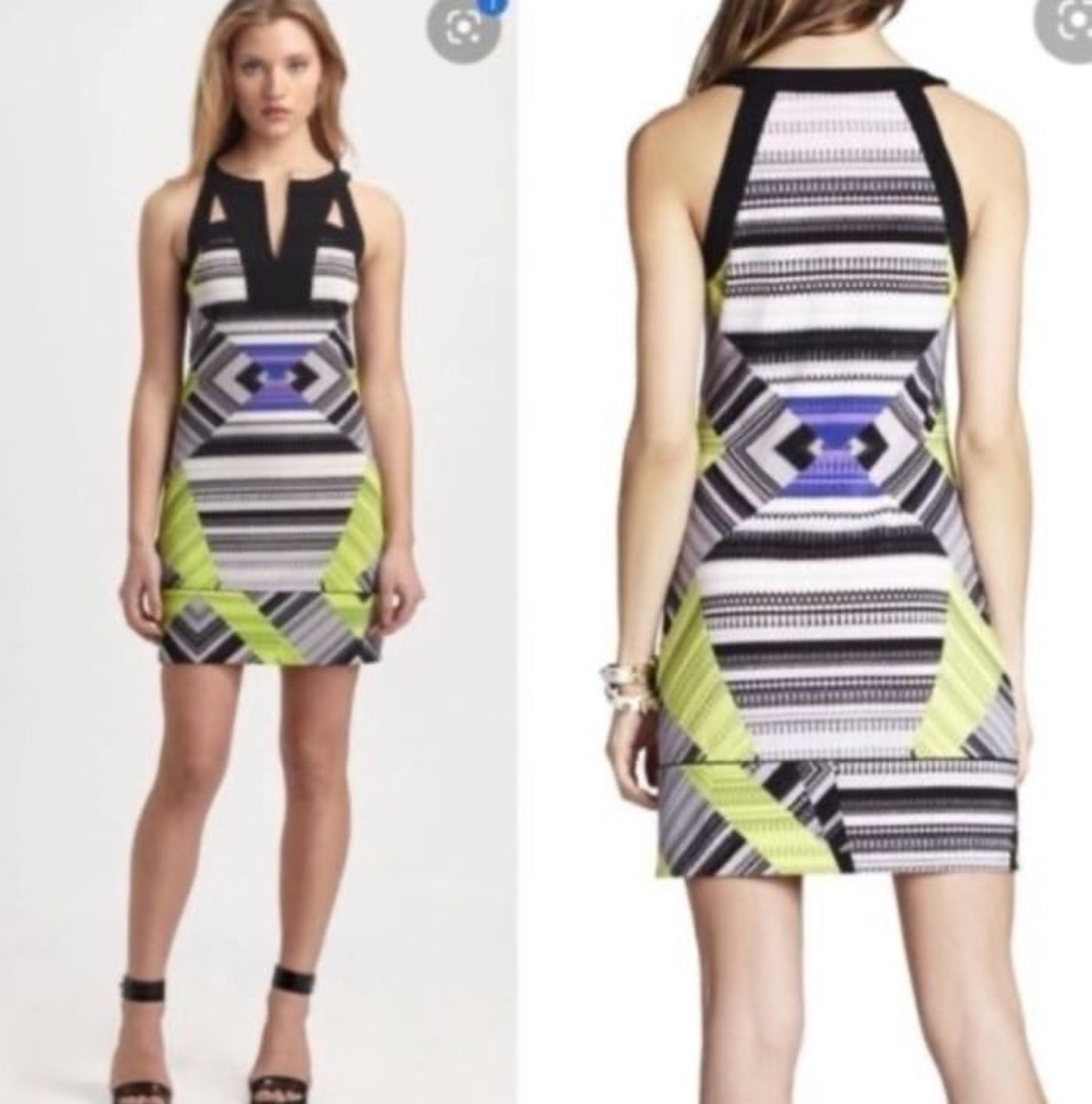 BCBGMAXAZRIA Aida Geometric Mini Dress XS