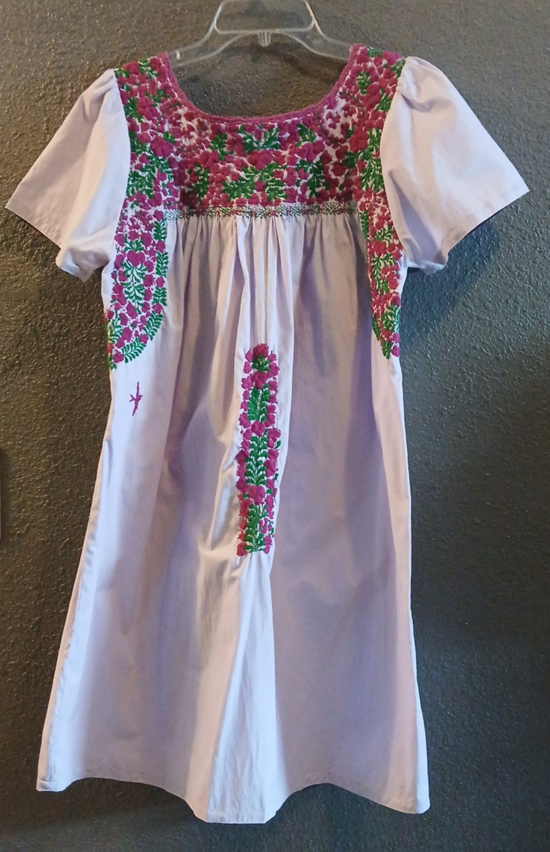Mi Golondrina Liliana Plum & Green Short Dress