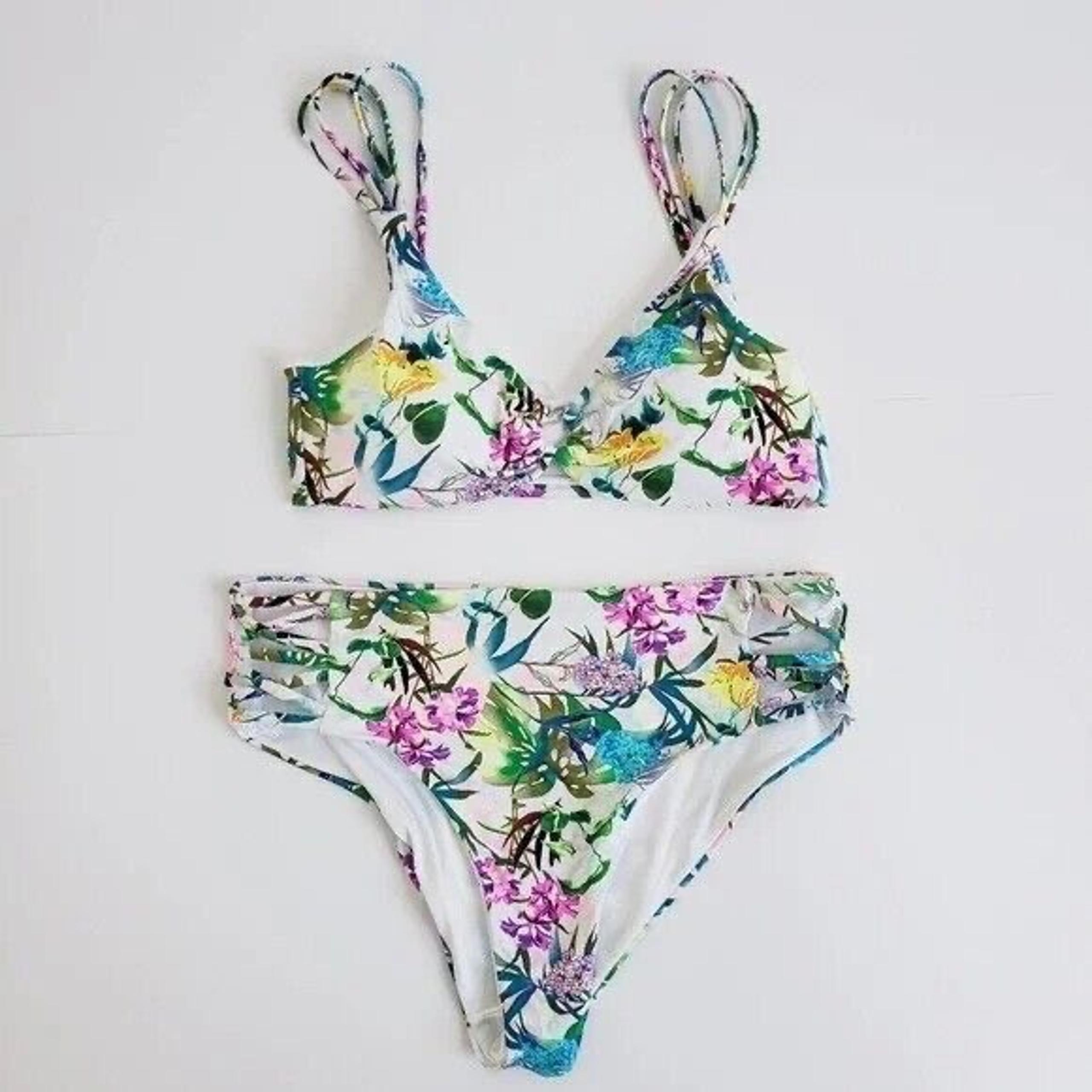 BEBE Floral Multicolor Pastel Bikini 2Pcs XL