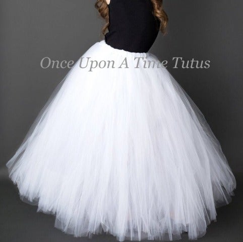 Long White Tutu Skirt - Girls Size 5/6