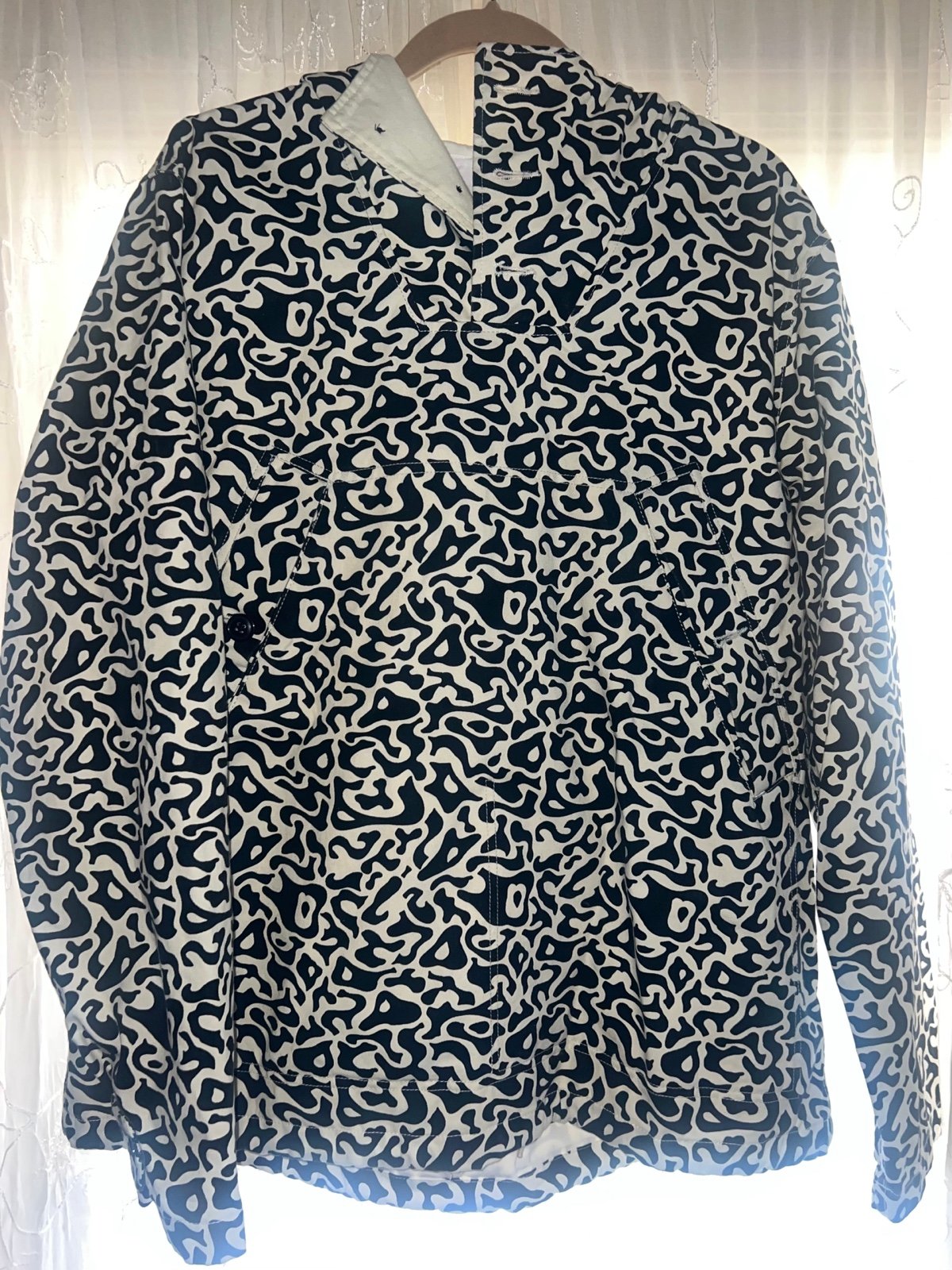 Supreme Pacific Camo Military Pullover Jacket Fur Hood Large Black And White