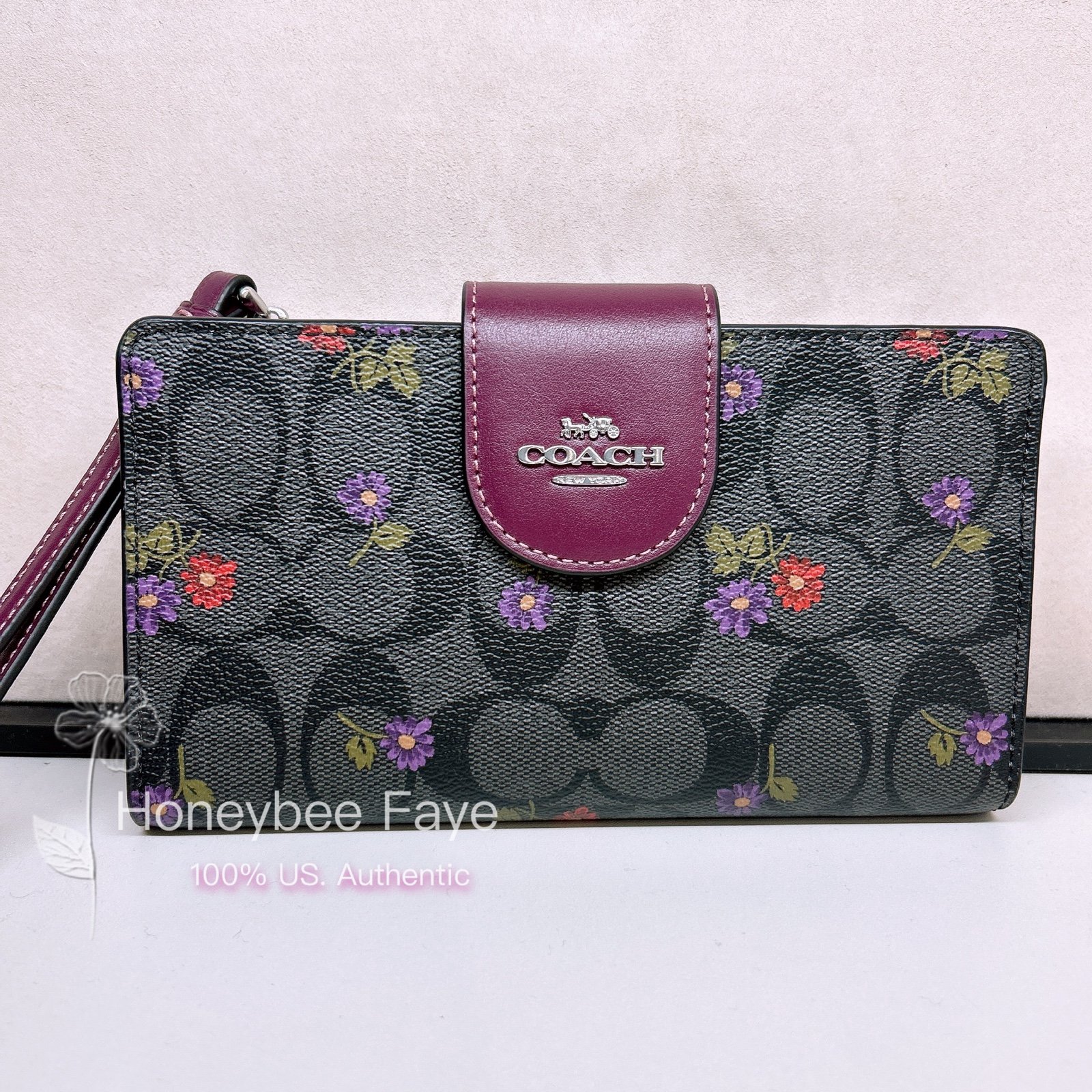 nwt coach Phone Wallet In Signature Canvas With Country Floral Print