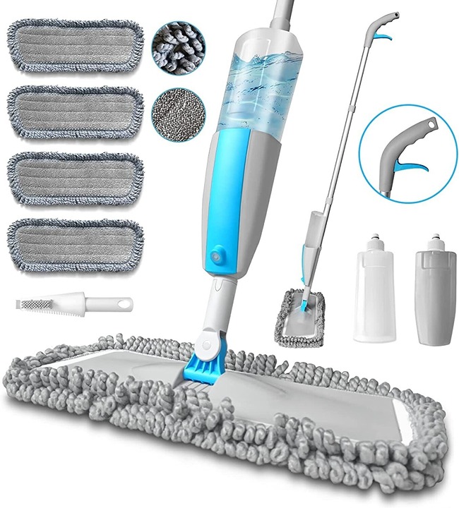 Spray Mops For Floor Cleaning Ergonomic Wet Dry Refillable Tank Microfiber Pads
