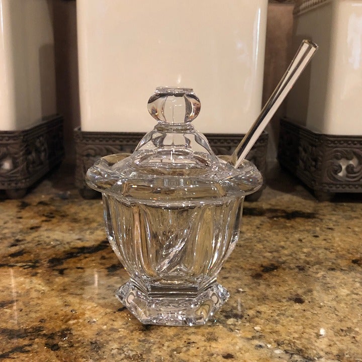 Baccarat Crystal Jam Jar With Spoon