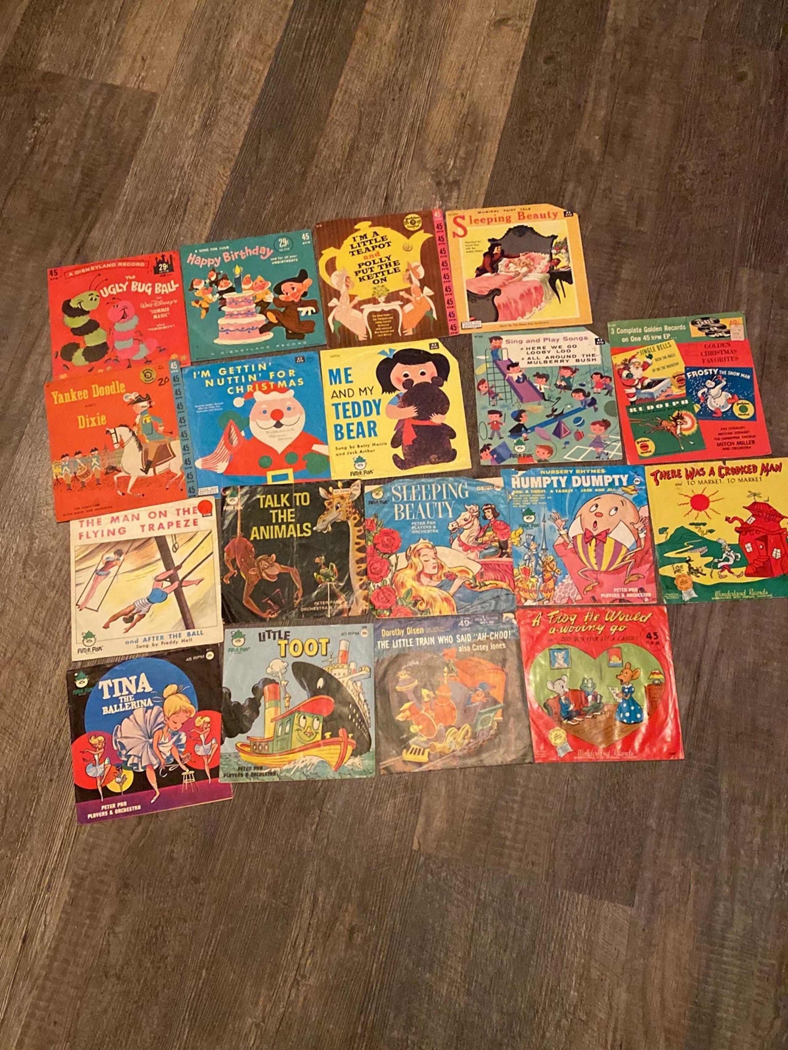 Vintage childrens record cover graphics illustrations Lot Disney