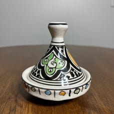 Moroccan ceramic tagine handmade and hand painted. Signed