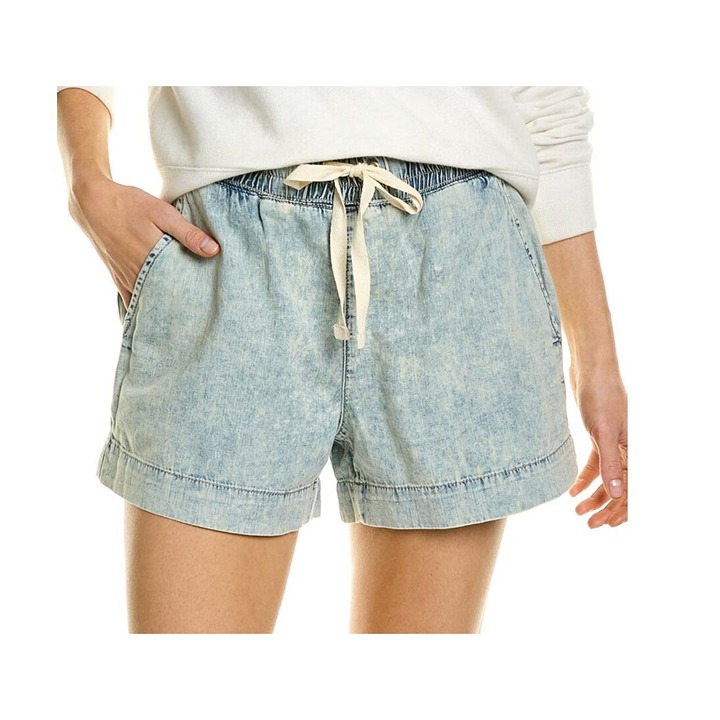 FRAME Cotton Linen High Waist Drawstring Lounge Short in Aries Size XS
