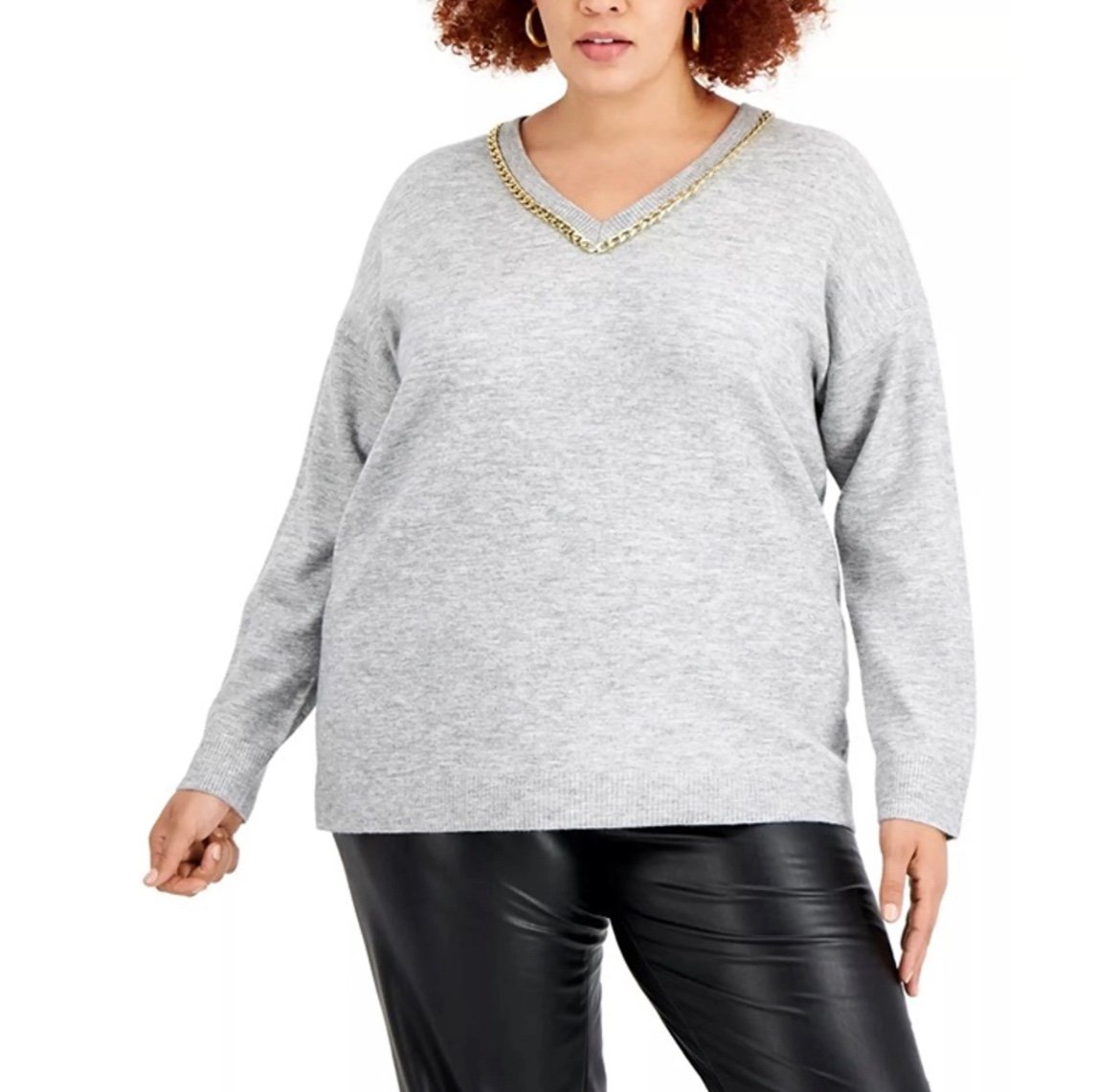 INC International Concepts Grey Long Sleeve Sweater, 2X