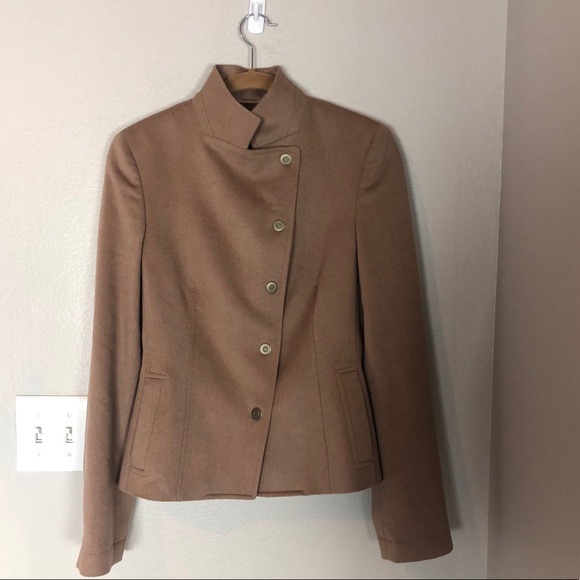 AKRIS PUNTO Tan Wool Snap Button Blazer