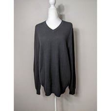 1901 100 CASHMERE Men V-NECK BLACK SWEATER Sz Large L No holes Or Pilling N15