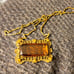 Victorian Pinchbeck Citrine Color Rectangular Glass Twisted Chain RARE Necklace