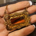 Victorian Pinchbeck Citrine Color Rectangular Glass Twisted Chain RARE Necklace