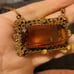 Victorian Pinchbeck Citrine Color Rectangular Glass Twisted Chain RARE Necklace