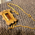 Victorian Pinchbeck Citrine Color Rectangular Glass Twisted Chain RARE Necklace