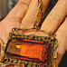 Victorian Pinchbeck Citrine Color Rectangular Glass Twisted Chain RARE Necklace