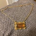 Victorian Pinchbeck Citrine Color Rectangular Glass Twisted Chain RARE Necklace