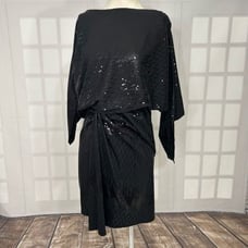 David Meister Black Sequin Open Shoulder Dress Size 4