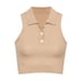 SER.O.YA Serena Collared Knit Top Croissant Tan Sweater Cropped Sleeveless L